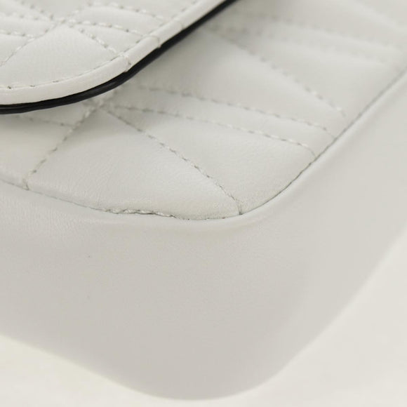 VERSACE Chain Shoulder Bag Leather White Gold Auth 160815M