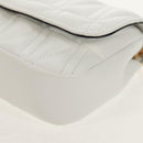 VERSACE Chain Shoulder Bag Leather White Gold Auth 160815M-16