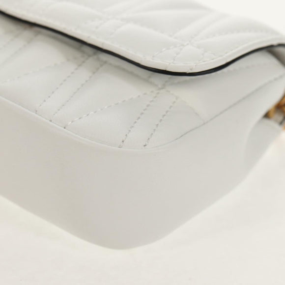 VERSACE Chain Shoulder Bag Leather White Gold Auth 160815M