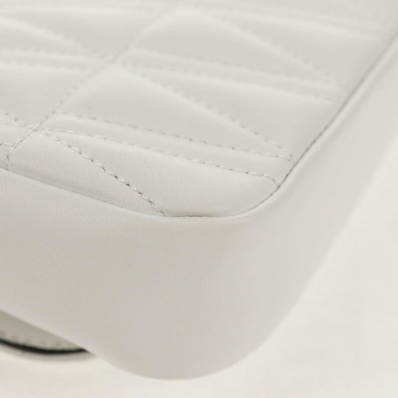 VERSACE Chain Shoulder Bag Leather White Gold Auth 160815M