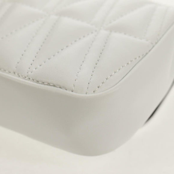 VERSACE Chain Shoulder Bag Leather White Gold Auth 160815M