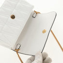 VERSACE Chain Shoulder Bag Leather White Gold Auth 160815M-9