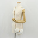 VERSACE Chain Shoulder Bag Leather White Gold Auth 160815M-24