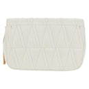 VERSACE Chain Shoulder Bag Leather White Gold Auth 160815M-2