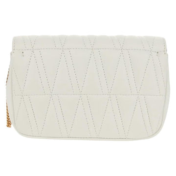 VERSACE Chain Shoulder Bag Leather White Gold Auth 160815M - 0