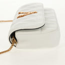 VERSACE Chain Shoulder Bag Leather White Gold Auth 160815M-3