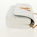 VERSACE Chain Shoulder Bag Leather White Gold Auth 160815M-4