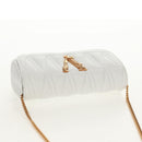 VERSACE Chain Shoulder Bag Leather White Gold Auth 160815M-6