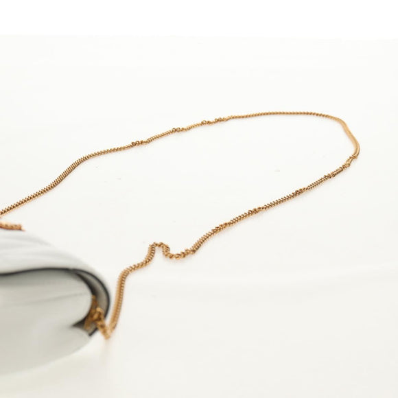 VERSACE Chain Shoulder Bag Leather White Gold Auth 160815M