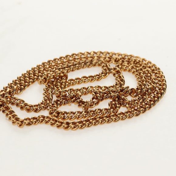 VERSACE Chain Shoulder Bag Leather White Gold Auth 160815M