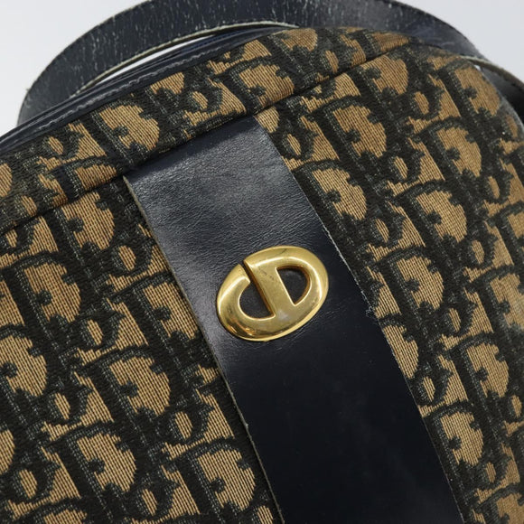 Christian Dior Trotter Canvas Shoulder Bag Navy Gold Auth 160817