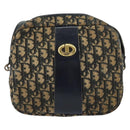 Christian Dior Trotter Canvas Shoulder Bag Navy Gold Auth 160817-2