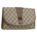 GUCCI GG Supreme Web Sherry Line Bag PVC Beige Gold 156 01 030 Auth 160818-1