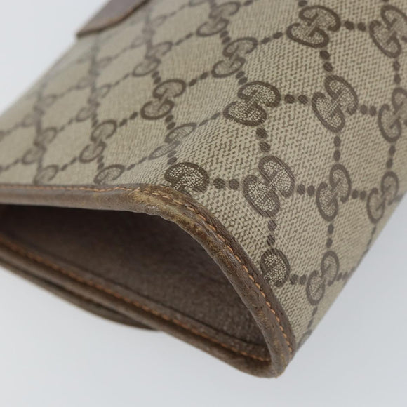 GUCCI GG Supreme Web Sherry Line Bag PVC Beige Gold 156 01 030 Auth 160818