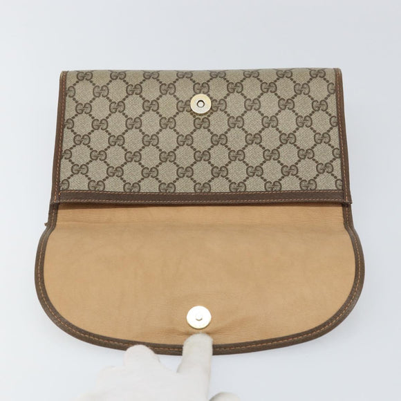 GUCCI GG Supreme Web Sherry Line Bag PVC Beige Gold 156 01 030 Auth 160818