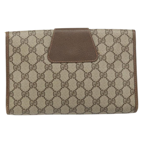 GUCCI GG Supreme Web Sherry Line Bag PVC Beige Gold 156 01 030 Auth 160818