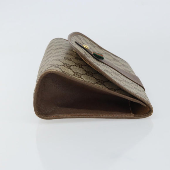 GUCCI GG Supreme Web Sherry Line Bag PVC Beige Gold 156 01 030 Auth 160818