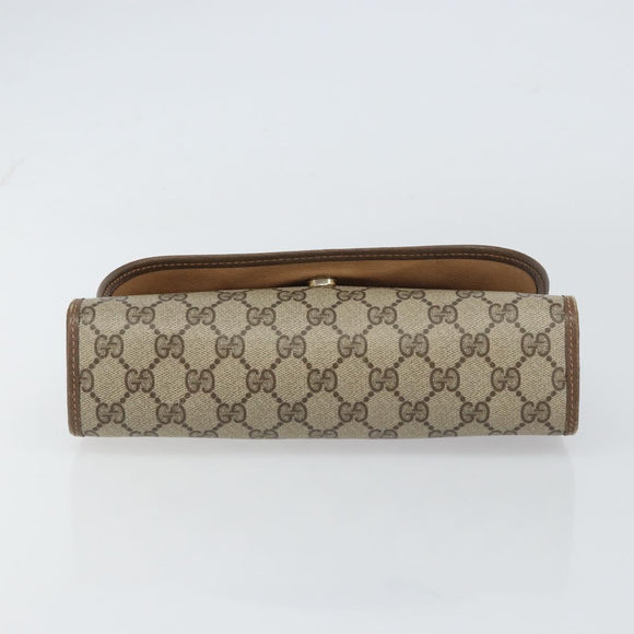 GUCCI GG Supreme Web Sherry Line Bag PVC Beige Gold 156 01 030 Auth 160818