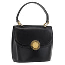 CELINE Medallion Hand Bag Leather Black Gold Auth 160819-1