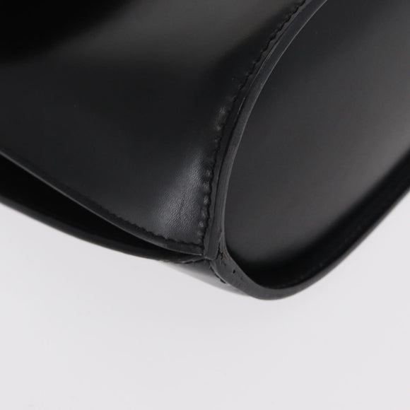 CELINE Medallion Hand Bag Leather Black Gold Auth 160819