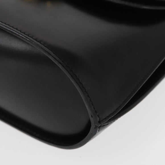 CELINE Medallion Hand Bag Leather Black Gold Auth 160819