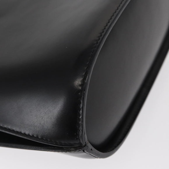 CELINE Medallion Hand Bag Leather Black Gold Auth 160819