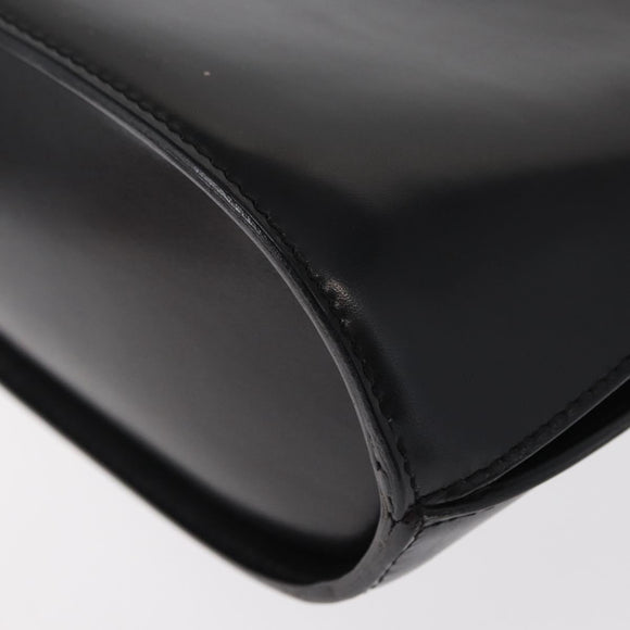 CELINE Medallion Hand Bag Leather Black Gold Auth 160819