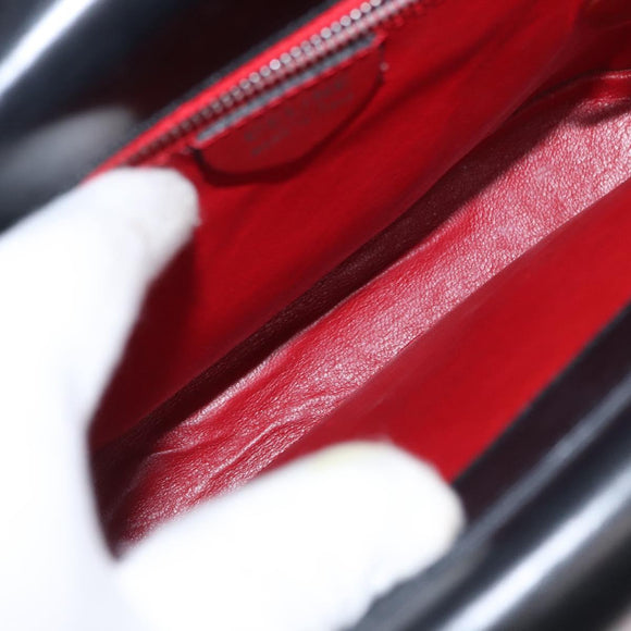 CELINE Medallion Hand Bag Leather Black Gold Auth 160819