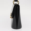 CELINE Medallion Hand Bag Leather Black Gold Auth 160819-3