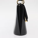 CELINE Medallion Hand Bag Leather Black Gold Auth 160819-4