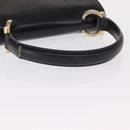 CELINE Medallion Hand Bag Leather Black Gold Auth 160819-7