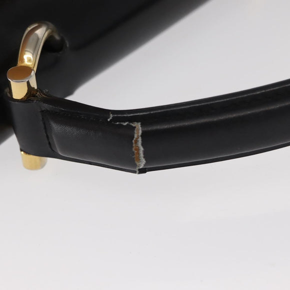 CELINE Medallion Hand Bag Leather Black Gold Auth 160819
