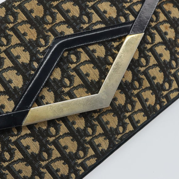 Christian Dior Trotter Canvas Umhängetasche Marine Gold Auth 160820