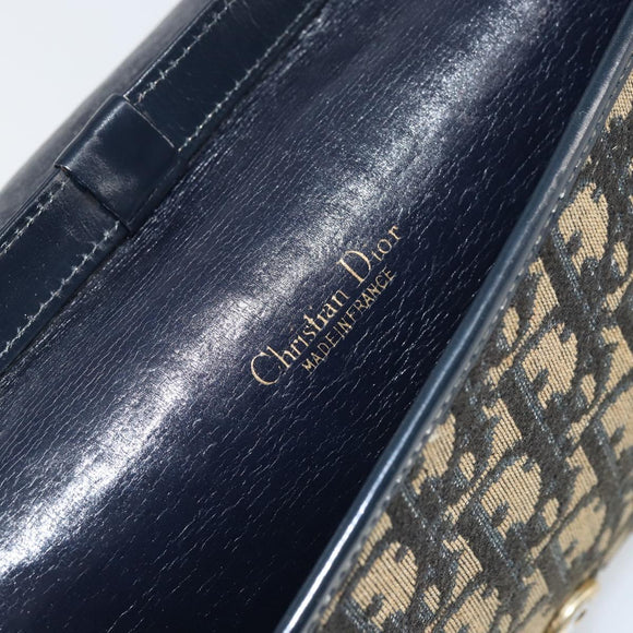 Christian Dior Trotter Canvas Umhängetasche Marine Gold Auth 160820