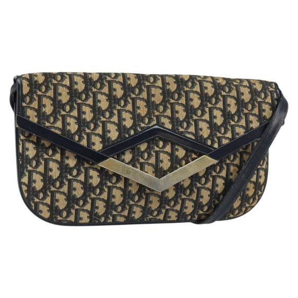 Christian Dior Trotter Canvas Umhängetasche Marine Gold Auth 160820