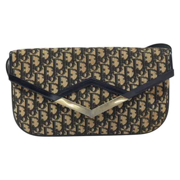 Christian Dior Trotter Canvas Umhängetasche Marine Gold Auth 160820