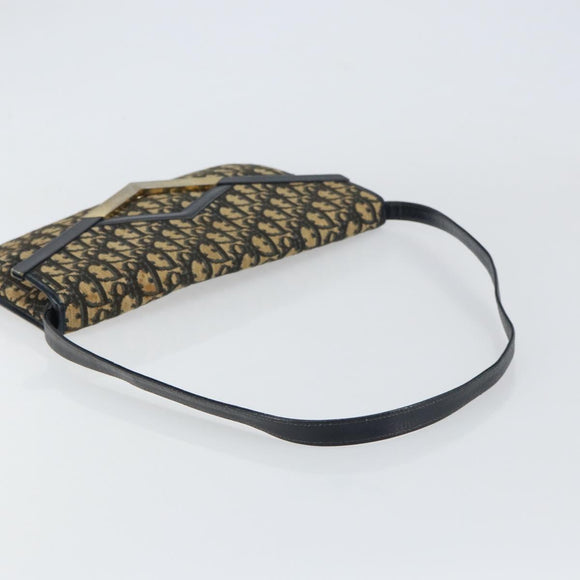 Christian Dior Trotter Canvas Umhängetasche Marine Gold Auth 160820