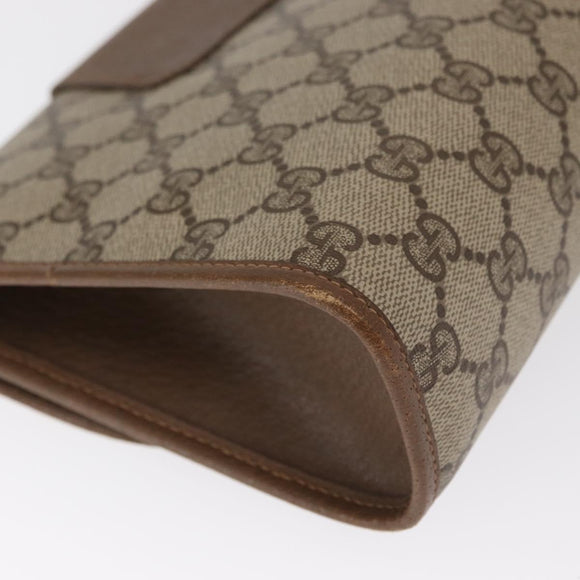 GUCCI GG Supreme Web Sherry Line Clutch Bag PVC Beige Gold 89 01 030 Auth 160821