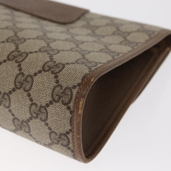 GUCCI GG Supreme Web Sherry Line Clutch Bag PVC Beige Gold 89 01 030 Auth 160821