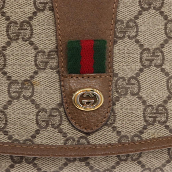 GUCCI GG Supreme Web Sherry Line Clutch Bag PVC Beige Gold 89 01 030 Auth 160821