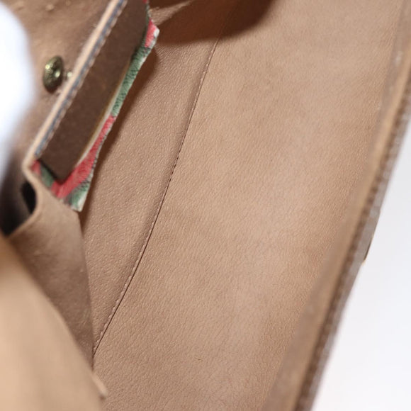 GUCCI GG Supreme Web Sherry Line Clutch Bag PVC Beige Gold 89 01 030 Auth 160821