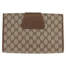 GUCCI GG Supreme Web Sherry Line Clutch Bag PVC Beige Gold 89 01 030 Auth 160821-2