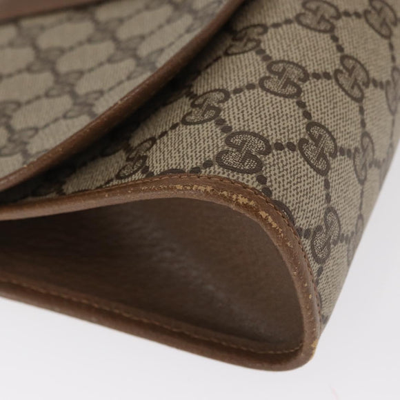 GUCCI GG Supreme Web Sherry Line Clutch Bag PVC Beige Gold 89 01 030 Auth 160821