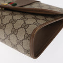GUCCI GG Supreme Web Sherry Line Clutch Bag PVC Beige Gold 89 01 030 Auth 160821-14