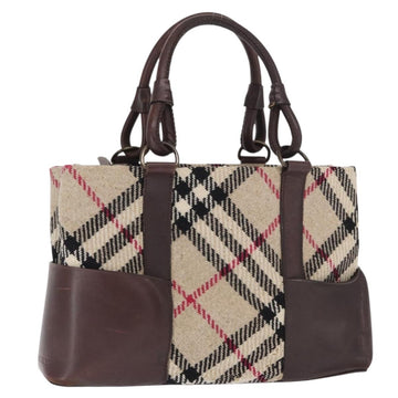BURBERRY Nova Check Hand Bag Wool Ivory Auth 160824