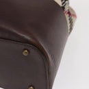 BURBERRY Nova Check Hand Bag Wool Ivory Auth 160824-14