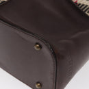 BURBERRY Nova Check Hand Bag Wool Ivory Auth 160824-16