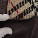 BURBERRY Nova Check Hand Bag Wool Ivory Auth 160824-10