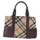 BURBERRY Nova Check Hand Bag Wool Ivory Auth 160824-13
