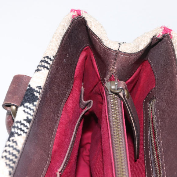 BURBERRY Nova Check Hand Bag Wool Ivory Auth 160824